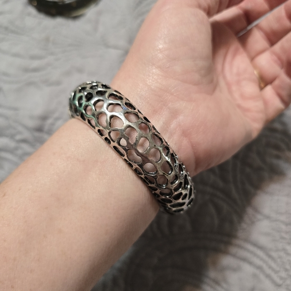 Gypsy Jewels Bright Multi Colored Statement Funky Wide Rhinestone Hinged Bracele - Picture 2 of 6